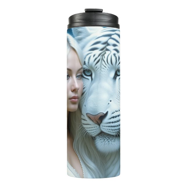 Mystical White Tiger and Woman Personlig (Framsida)