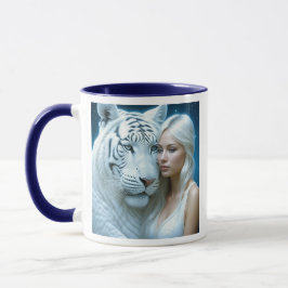 Mystical White Tiger och Vackra Woman Mugg
