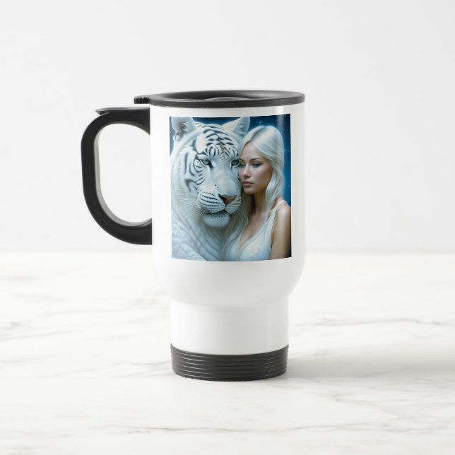 Mystical White Tiger och Vackra Woman Resemugg (Vänster)