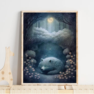 Mystical White Varg Animal Print Skriv ut Varg Poster