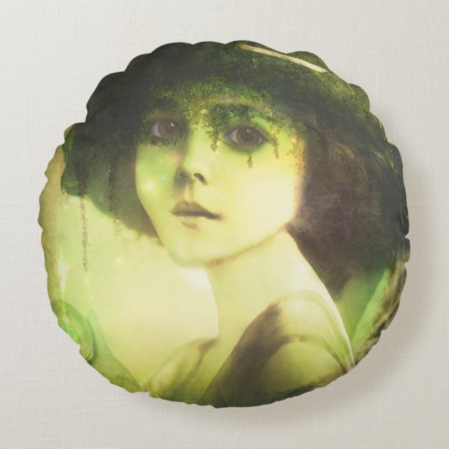 Mystical Willow Träd Fairy Fantasy Art Rund Kudde (Framsidan)