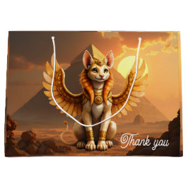 Mystical Winged Cat Sphinx - Egyptian Fantasy Art.