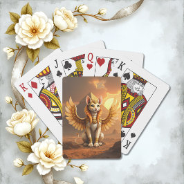 Mystical Winged Cat Sphinx - Egyptian Fantasy Art. Casinokort