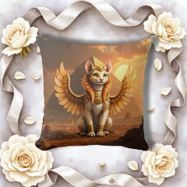 Mystical Winged Cat Sphinx - Egyptian Fantasy Art. Kudde