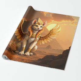 Mystical Winged Cat Sphinx - Egyptian Fantasy Art. Presentpapper