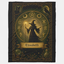 Mystical Witch Personlig Blanket AncientSymbol Fleecefilt