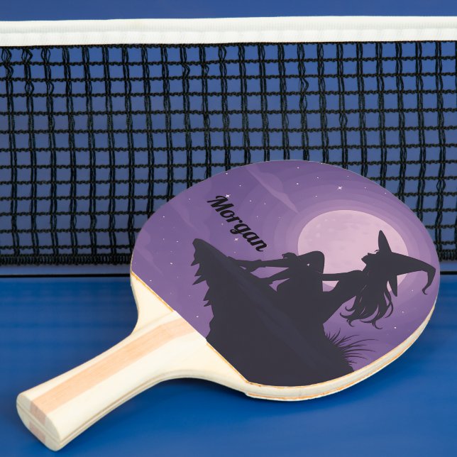 Mystical Witch Silhouette under Moonlight Gift Pingisracket (Insitu)