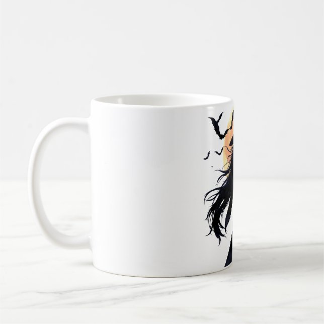 Mystical Witch under en hel måne Kaffemugg (Vänster)