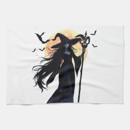 Mystical Witch under en hel måne Kökshandduk