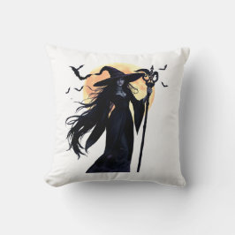 Mystical Witch under en hel måne Kudde