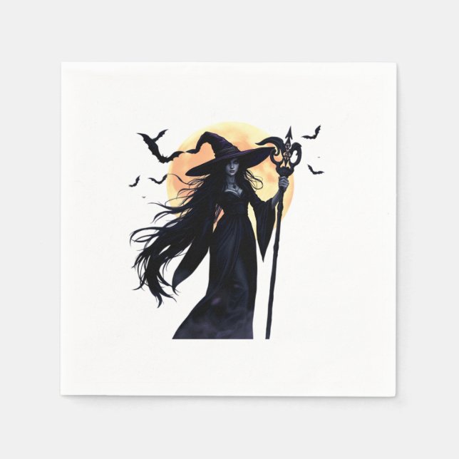 Mystical Witch under en hel måne Pappersservett (Framsidan)