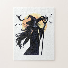 Mystical Witch under en hel måne Pussel