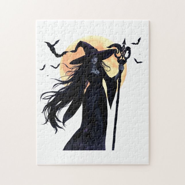 Mystical Witch under en hel måne Pussel (Vertikal)