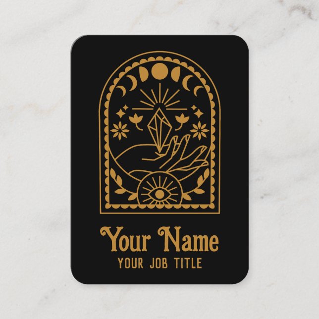 Mystical Witchy Crystal Måne Phases Visitkort (Framsida)