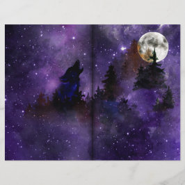 Mystical Wolf & Moon skogsscrapbookpapper