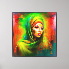 Mystical Woman i Neon Färg Canvastryck