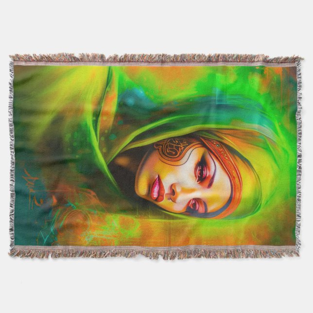 Mystical Woman i Neon Färg Filt (Framsidan)