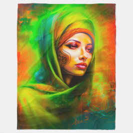 Mystical Woman i Neon Färg Fleecefilt