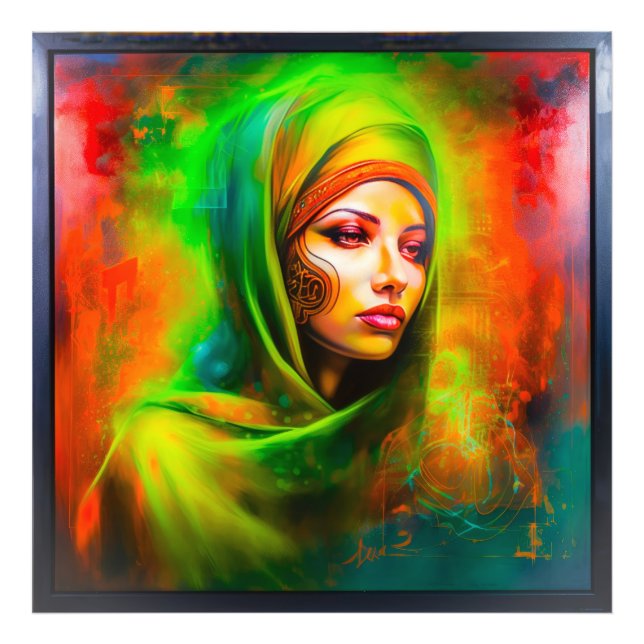 Mystical Woman i Neon Färg Fototryck (Framsidan)