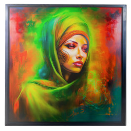 Mystical Woman i Neon Färg Kakelplatta