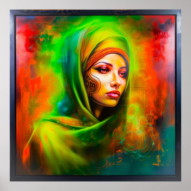 Mystical Woman i Neon Färg Poster (Framsidan)