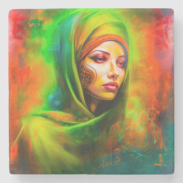 Mystical Woman i Neon Färg Stenunderlägg