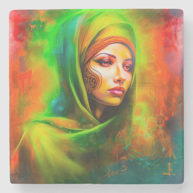 Mystical Woman i Neon Färg Stenunderlägg (Framsidan)