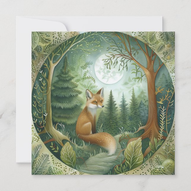 Mystical Woodland Varg Inbjudningar (Framsida)