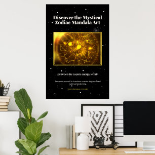 Mystical Zodiac Mandala Art Celestial Astrology Poster