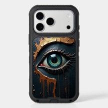 Mysticalt Gyllene Öga Surrealism Mörkt Teal & Guld