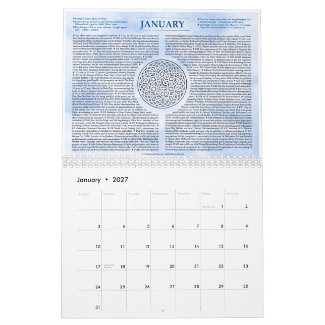 Mystic'sen rullar av den årsväggkalendern 2015 kalender (Jan 2027)