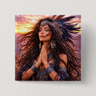 Mystik Woman Anstecker – Galaktisch schön Knapp