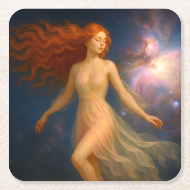 Mystik Woman – Glasuntersetzer Underlägg Papper Kvadrat (Framsidan)