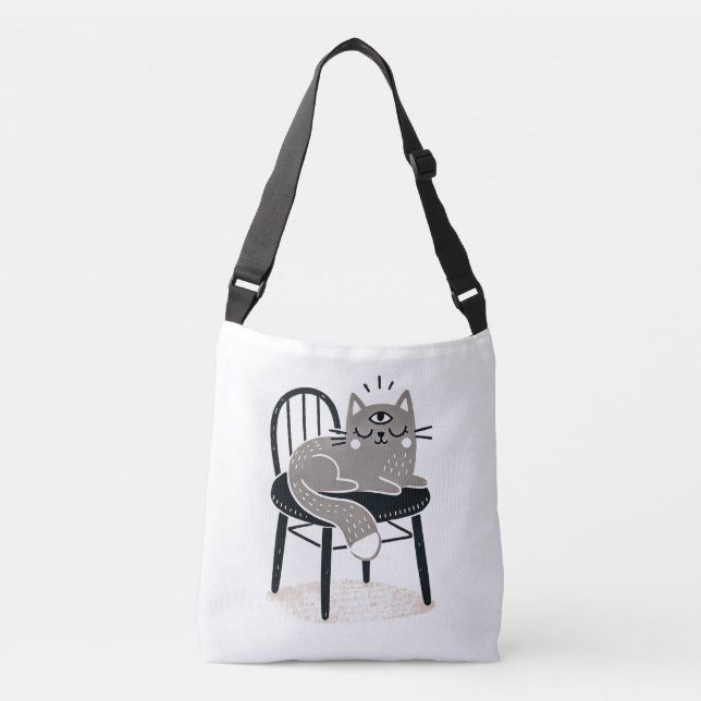 Mystikalt Grått-katt Sömpande med tredje Öga öppet Axelväska (Framsida)