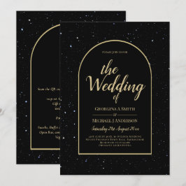 Mystique BLACK GULD Starry Night Bröllop Inbjudningar