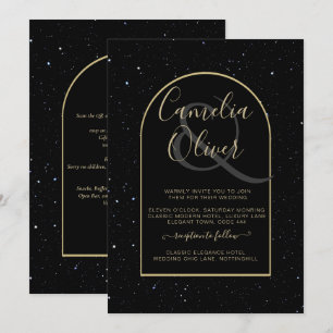 Mystique BLACK GULD Starry Night Bröllop Inbjudningar