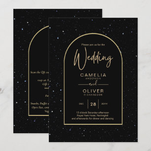 Mystique BLACK GULD Starry Night Bröllop Inbjudningar