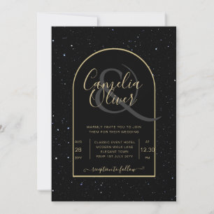 Mystique BLACK GULD Starry Night Bröllop Inbjudningar