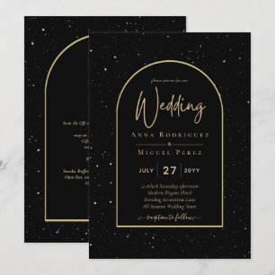 Mystique BLACK GULD Starry Night Bröllop Inbjudningar