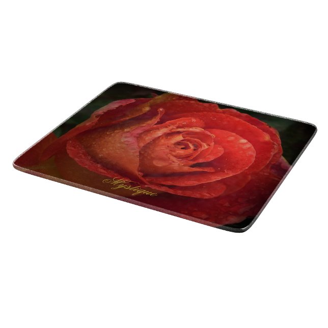 Mystique Dark Botanical Red Orange Rose Board (Hörn)