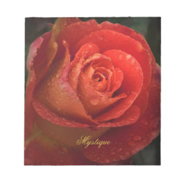 Mystique Dark Botanical Red Orange Rose Notepad Anteckningsblock