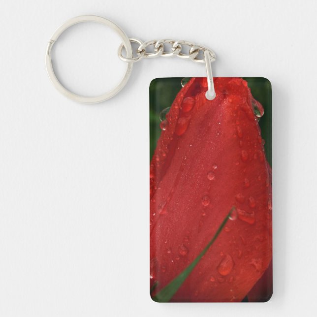 Mystique Dark Botanical Red Tulip Keyring (Framsidan)