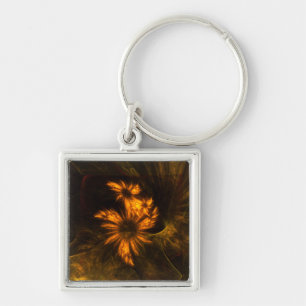 Mystique Garden Abstrakt Art Small Fyrkantig Silverfärgad Nyckelring