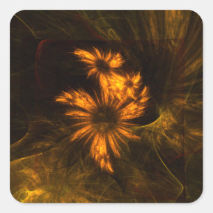 Mystique Garden Abstrakt Art Square Sticker Fyrkantigt Klistermärke