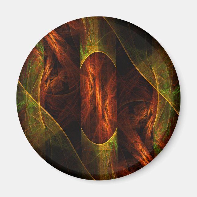 Mystique Jungle Abstrakt Art Round Magnet (Framsidan)