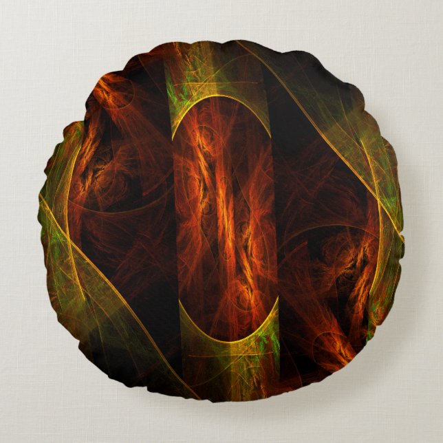 Mystique Jungle Abstrakt Art Round Pillow Rund Kudde (Framsidan)