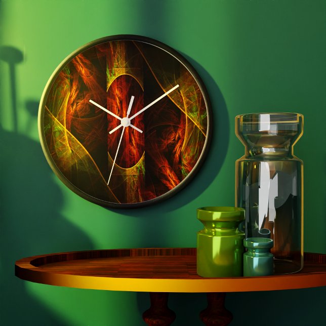Mystique Jungle Abstrakt Art Round Stor Klocka (Mystique Jungle Abstract Art Round Wall Clock)
