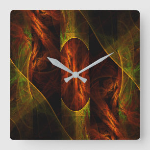 Mystique Jungle Abstrakt Art Square Fyrkantig Klocka