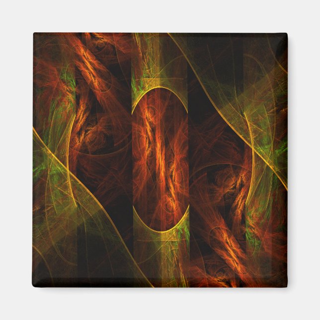 Mystique Jungle Abstrakt Art Square Magnet (Framsidan)