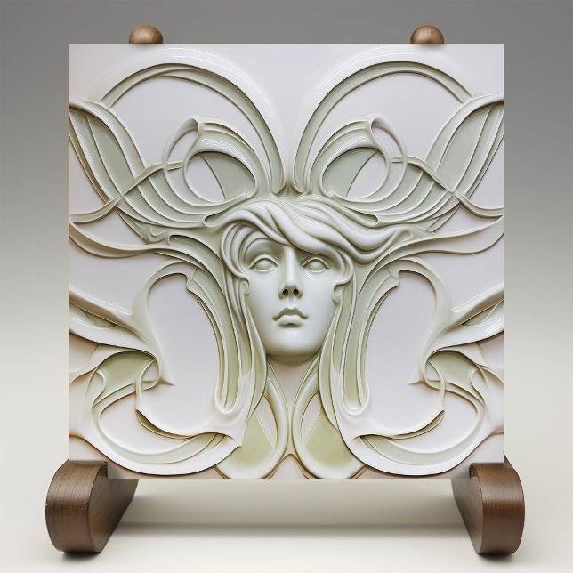 Mystique of Nouveau Woman Ceramic Tile Kakelplatta (Skapare uppladdad)